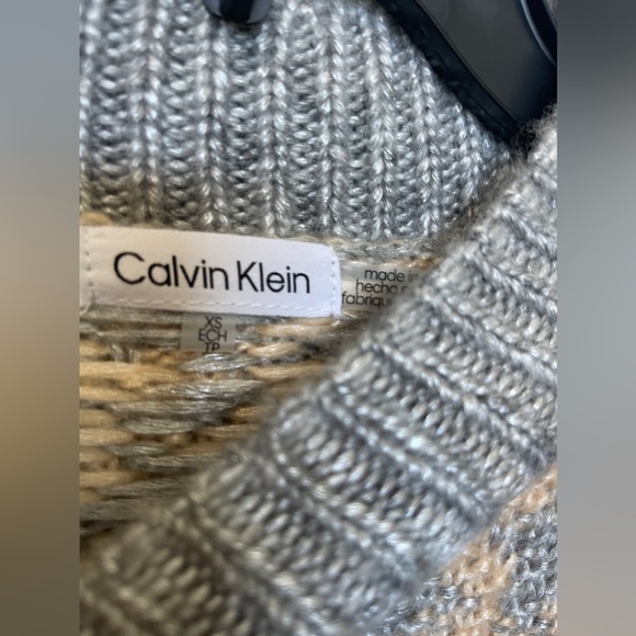 Calvin Klein open stitch hounds tooth funnel neck sweater - Picture 5 of 6